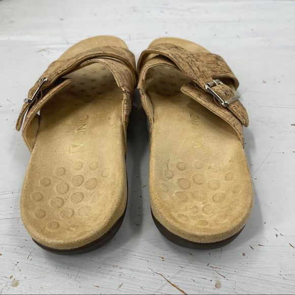 VIONIC Dorie Slide Sandals Gold Cork Buckle Women's 10 - Picture 9 of 12